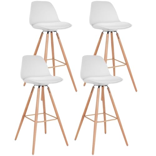 IDMarket - Lot de 4 tabourets de Bar SARA Blanc