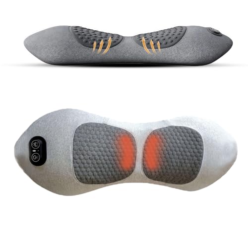 Back Restore Spinal Decompression 2026 Upgraded 3-in-1 Wireless Rechargeable Vibrating Massage Heating Lumbar Pillo for Neck Shoulders and Back Suitable for Unisex (Grey)