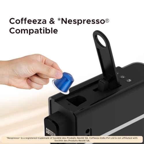 Image of COFFEEZA Lattisso Z Pod Coffee Machine | Cappuccino, Espresso & Lungo Maker | 20 Bar Italian Pump | Integrated Milk Frother | Compatible Nespresso Original Capsules