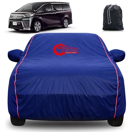 Image of 100% Waterproof Car Cover for Toyota Vellfire | All-Weather, Dustproof & UV Protection | Heavy-Duty 3-Layer Fabric | Custom Fit with Mirror & Antenna Pocket | Navy Blue