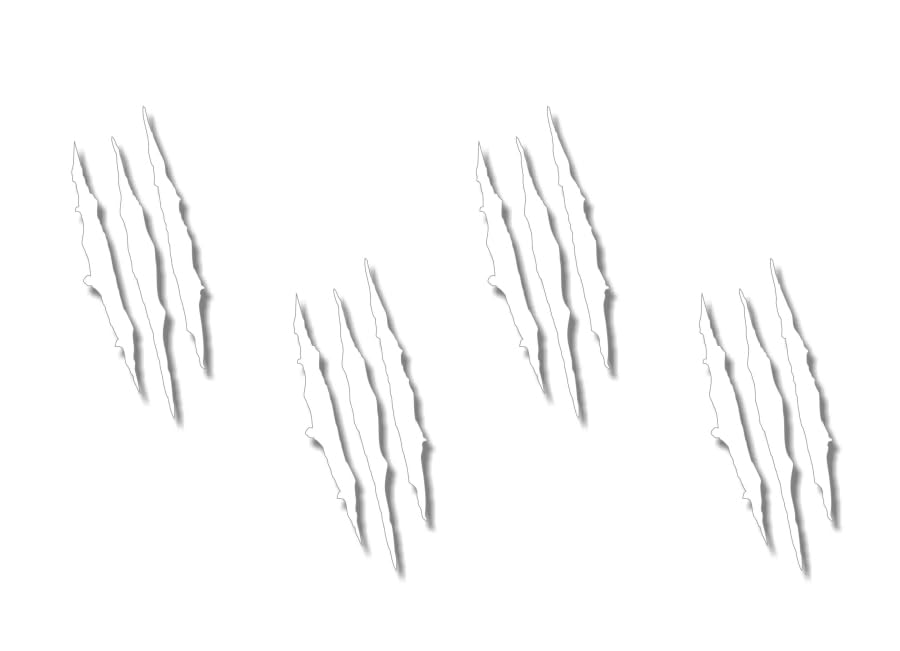 4 Ripped Claw Marks 6'' Solid White Vinyl Sticker Decals Jurassic Dinosaur Monster Scratches Torn Metal Vehicle Park Decal Stickers (4 Solid White 6'')