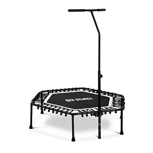 Gymrex Tappeto Elastico Trampolino Elastico Fitness con Manubrio GR-HT110G (Bianco, 100 kg, Polipropilene, Esagonale)