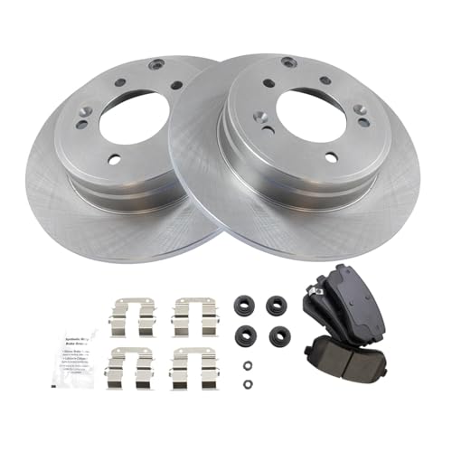 Image of TRQ Rear Brake Pad and Rotor Set Ceramic Compatible with 2015 Hyundai Sonata 2014-2016 Kia Cadenza