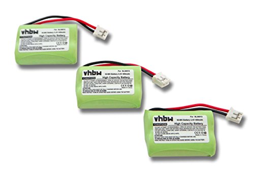 vhbw 3X Batería Recargable reemplaza SL30013 para teléfono Fijo o inalámbrico (400 mAh, 2,4 V, NiMH)