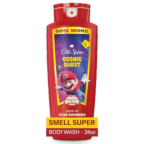 Old Spice Body & Face Wash for Men x The Super Mario Galaxy Movie 3X Defense 24/7 Shower Fresh with Long Lasting Scent Smell Super with Cosmic Quest Star Showers Scent 24 oz