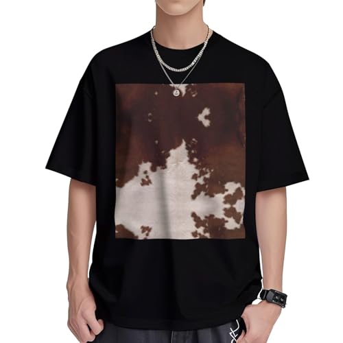 T-shirt col rond homme imprimé vache marron contre la chaleur estivale