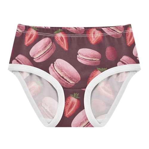 Wusikd Pink Macarons Strawberries Girls' Underwear Cotton Maroon Girls Briefs Soft Toddler Underwear 2T