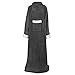 PAVILIA Fleece Blanket with Sleeves for Women Men Adults, Wearable Blanket Warm Soft Plush, Snuggle Pocket Sleeved TV Throw Wrap, Cozy White Elephant Gifts Ideas for Mom Wife, Dark Gray