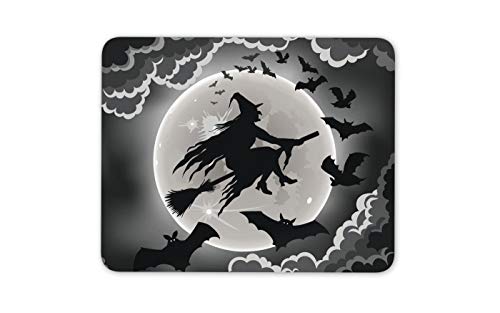 Bruja de Halloween en la escoba alfombrillas de ratones Cojín - Scary temporada de regalos Computer # 14408