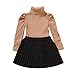 NBAA Kleinkind Kinder Mädchen Freizeitkleidung Rollkragen Strickpullover Gerippte Tops + Plaid Plissee Minirock Outfits Set Langarm Hemd Unterhemd und Plissee-Karo-Rock Zweiteiliger Anzug (1-5 Jahre)