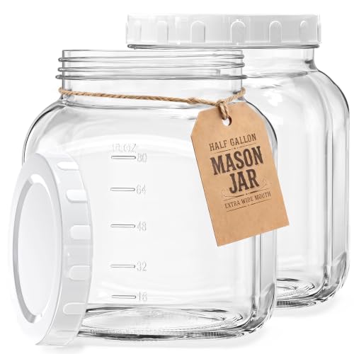 Image of 0.8Gal Glass Jar with Lid, Wide Mouth Mason Jar for Airtight Storage, 2 Pcs