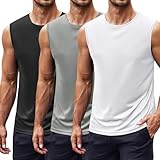 UV-Schutz & Schnelltrocknendes: Diese einfache Herren Tank Tops verfügt über eine leichte Passform, Crew Hals, ärmellos und große Armlöcher. UPF 50+ Ärmelloses Shirt blockiert ultraviolette Strahlen und hilft, Sonnenbrand zu verhindern, perfekt für Sommeraktivitäten am Strand