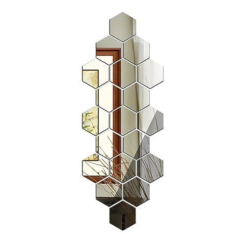 Espejo de cuerpo entero con iluminación de pared, 12 unidades, pegatinas de pared hexagonales acrílicas extraíbles, calcomanías para el hogar, salón, dormitorio, decoración, arte, espejo de
