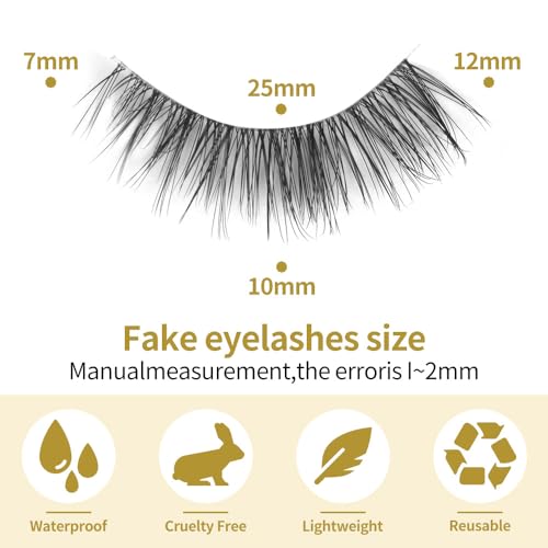 Biounce Wispy Natural Faux Mink Cat Eye False Eyelashes 3D Vegan 7 Pairs Full Strip Clear Band thumb #4