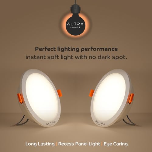 Image of 22W Recessed Round LED Panel Light | Trimless Slim Design | Polycarbonate Downlight for Home & Office False Ceiling Roof, Surface Light | Cool White, White Finish | Pack of 4