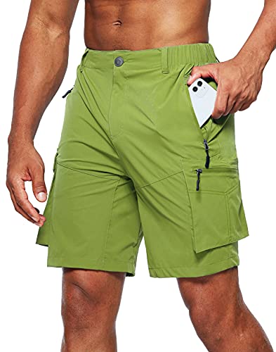 Pudolla Men's Hiking Cargo Shorts Quick Dry Outdoor Travel Shorts For Men With Multi Pocket For Fishing Camping Casual (Army Green Large) #TOP27