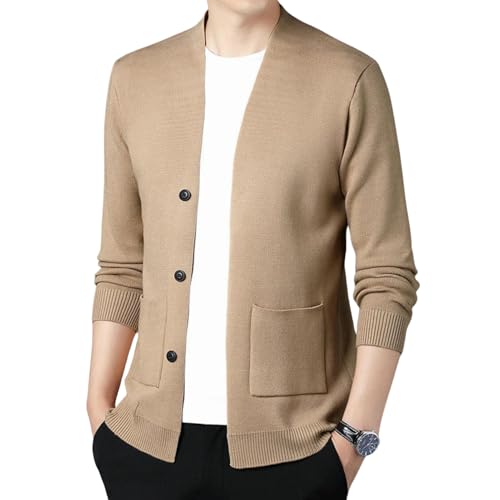 Cardigan décontracté homme tricot vêtement printemps gilet manche longue uni