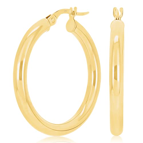 Image of Italian 14k Yellow Gold High Polished Round Hoop Earrings