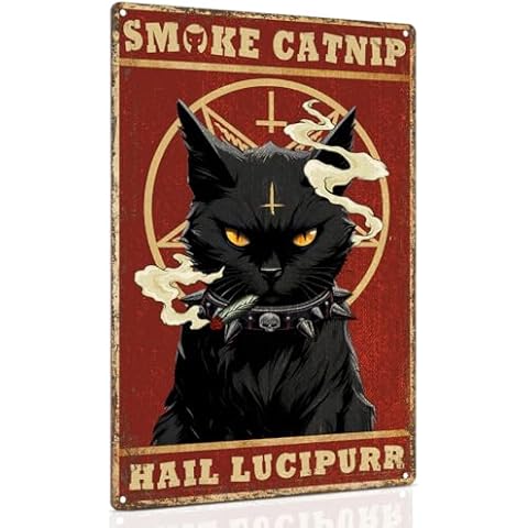 ALKB Retro Black Cat Metal Sign Cover