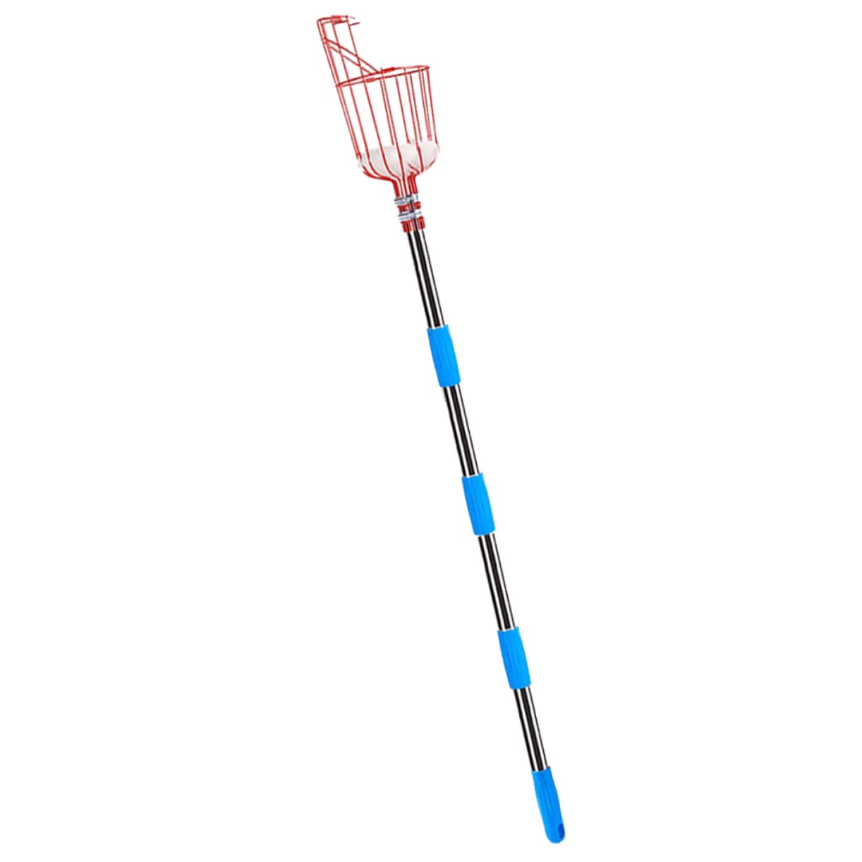 INOOMP Raccoglitore di Frutta Attrezzo per Raccogliere la Frutta Asta in Acciaio Inossidabile Giardinaggio Frutteto Parco Giardino Sezioni Rosso Argento