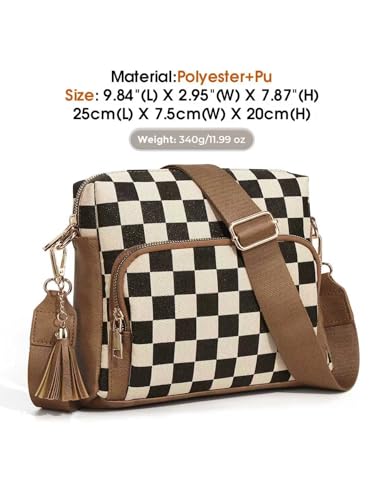 Image of 2 Pcs Checkered Crossbody Bags for Women Bum Bag Checkered Cross Body Sling Backpack Hobo Satchels Shoulder Wallet Purses