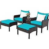 Tangkula 5-Piece Set with Ottomans