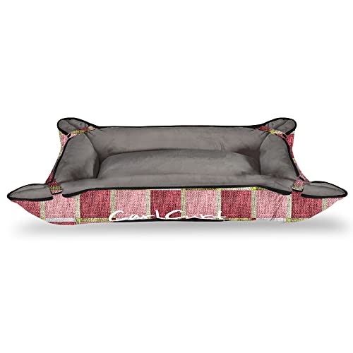 CarlCurt - bequemes 2in1 Hundebett mit schmutzabweisendem Leinenbezug & antibakterieller Schaumstoff-Füllung - Hundekissen mit Anti-Rutsch-Boden - waschbar & geruchsneutral (90x65x15 cm | Orange-Rot) Cover