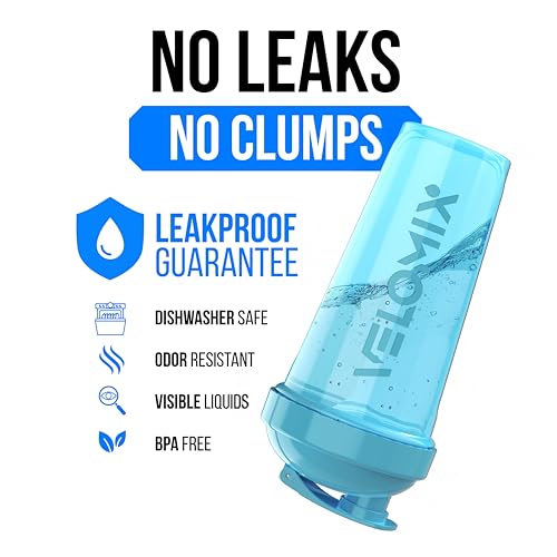 Image of VELOMIX -2 Pack- 28 oz Protein Shaker Bottles for Protein Mixes - 2x Wire Whisk | Leak Proof Shaker Cups for Protein Shakes and Pre Workout | Protein Shaker Bottle Pack (Blue /Pink)
