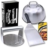 Quirility - Smash Burger Kit Profesional Premium de Acero Inoxidable con Certificado EU Contacto con Alimentos - Smasher Hamburguesa - Prensa Hamburguesa (Pro (3 Piezas))