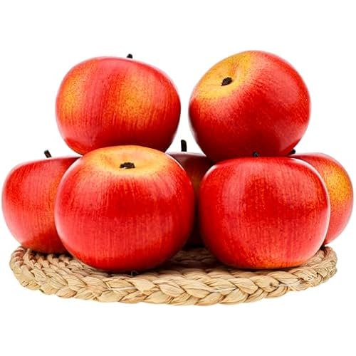 Gresorth 6 Pcs Artificial Red Apple Decoration Faux Fake Christmas Apples