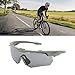 Drfeify Polarized Sports Sunglasses with Interchangeable Lens Windproof Cycling Glasses Set for Running Cycling Fishing (Black