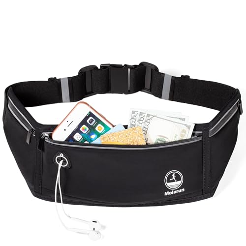 Image of Slim Running Belt Phone Holder Fanny Packs for Women Men - Black | Jogging Pouch, For Hiking Cycling Workout, Travelling Money Belt, Phone Holder