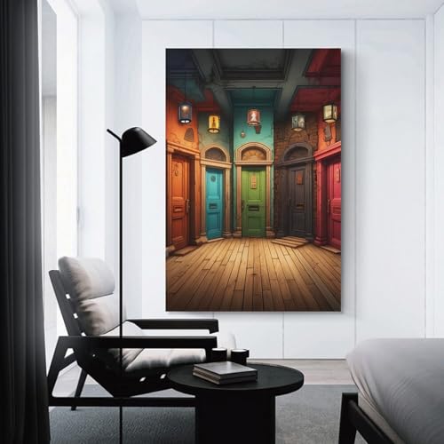 Cuadros modernos de lienzo con puertas abstractas para salones y dormitorios 3