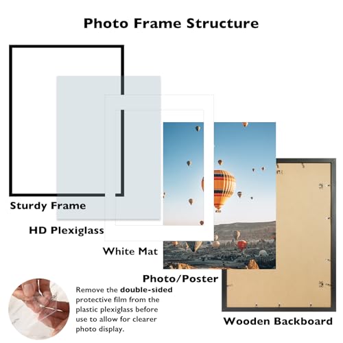 Image of JCJMY 22x30 Picture Frame with 18x24 Mat, Display Photo 18x24 with Mat or 22 x 30 Without Mat, Wall Hanging Large 22 by 30 Poster Frame with Plexiglass, Black