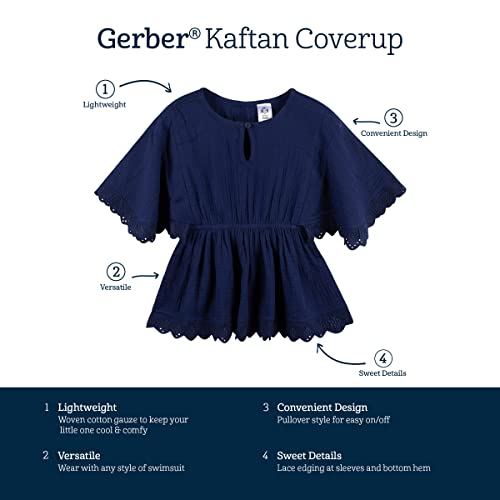 Gerber Baby and Toddler Girls Swim Cover Up, Navy, 12 Months - image 6