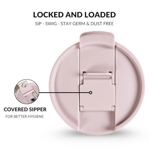 Image of Nestasia GripSip40 Tumbler with Straw & Side Handle 1.2L | Insulated Stainless Steel Sipper Water Bottle for Adults with Dual Flip Opening Sip-Swig Leakproof Lid for Office & Gym (Rosy Taupe)