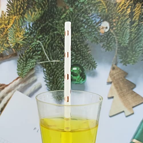 Yaosheng Premium Disposable Drinking Paper Straws, Pack 100 Rose Gold Polka Dot Paper Straws For Cocktail Party Supplies,Birthday,Holiday Decorations,Juice,Shakes (Rose Gold Polka Dot) #TOP2