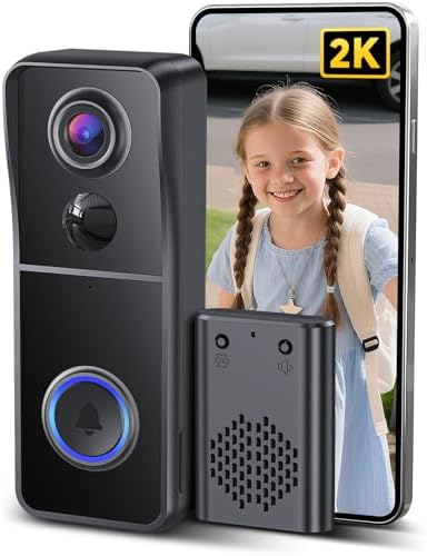 Doorbell Camera Wireless Outdoor, AUE 2K Video Doorbell with Ring...