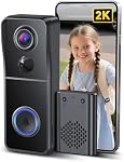 AUE Doorbell Camera Wireless Outdoor,2K Video Doorbell with Ring Chime, 2.4GHz WiFi, Smart Motion Detection, Night Vision, 2-Way Audio, Cloud Storage, Battery-Powered, Works with Alexa & Google Home