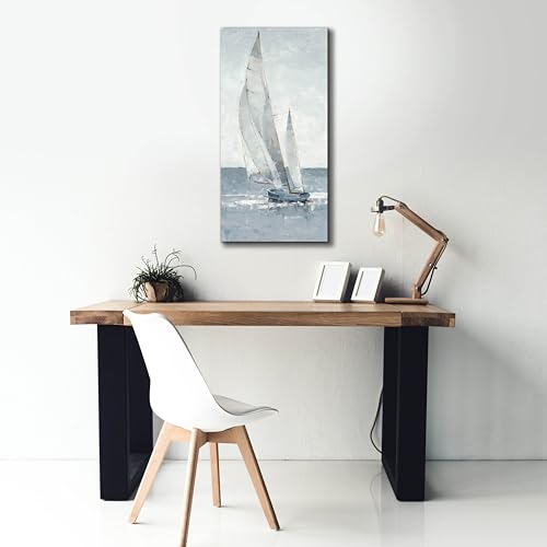 Epic Graffiti "Grey Seas I by Ethan Harper, Canvas Wall Art, 20"x40" by Epic Graffiti - Used condition - Image 2