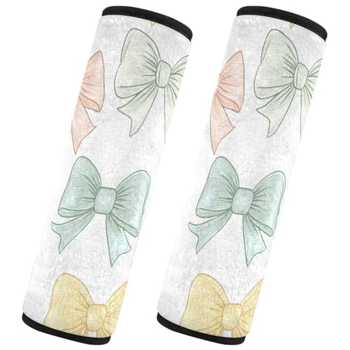 Seat Belt Covers 2 Pack Cute Bows Car Seat Strap Covers Super Soft Car Seat Neck Cover for Boys Girls Adults Babies S