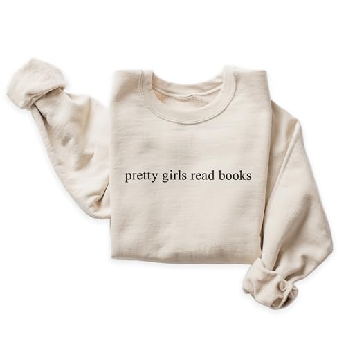 Pretty Girls Read Books Sweatshirt, Minimalist Gift For Book Lover, Bookish Librarian Sweater, Book Club Gift, Unisex Crewneck Reading Sweatshirt Military Green3