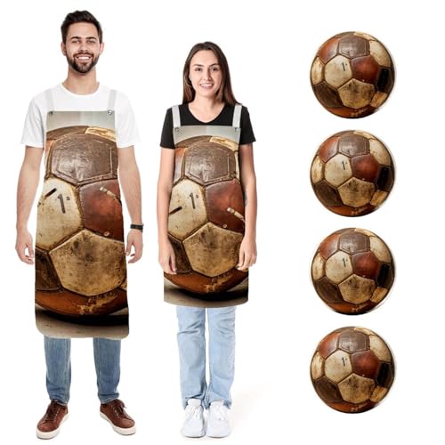 Tabliers de cuisine en lin lot de 2 avec poches style vintage football américain