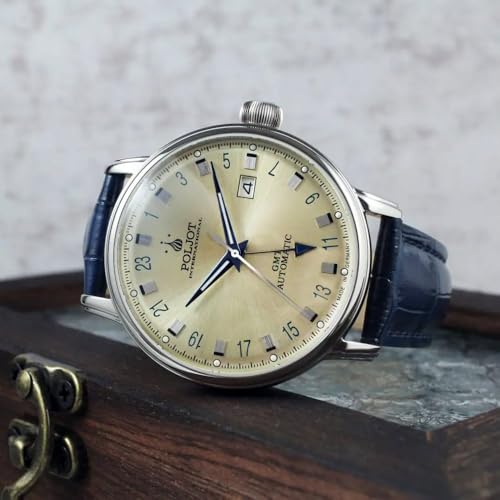 Poljot International Montre Automatique pour Homme Jaros GMT Bleu/Beige 34NH.4200112 – vue 3