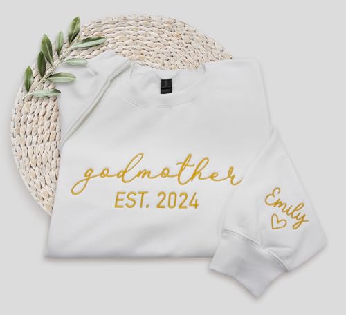 Personalized Embroidered Sweatshirt and Hoodie Add Your Custom Text on Sleeve Est Gift for Grandma Mothers Day Long Sleeve.3