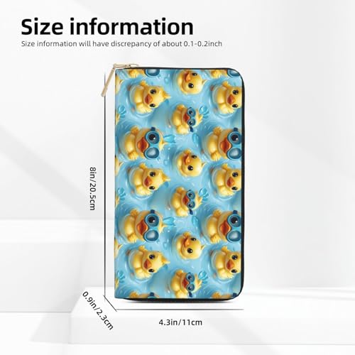 Cute Duck Swimming Print Wallet Women, Leather Bifold Multi Card Wallet, Long Purse Women's Wallets2