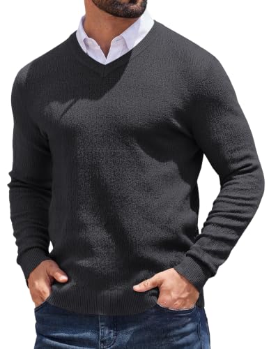 COOFANDY Men's Pullover Sweater V Neck Business Casual Sweaters Slim Fit