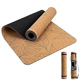 Non-Slip Yoga Mat Cork Surface with Natural Grip - Cushioned - for Hot Yoga, Pilates & Stretching - Durable & Sweat-Resistant - by Lunai