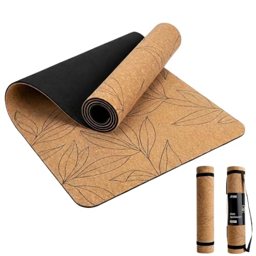 Non-Slip Yoga Mat Cork Surface with Natural Grip - Cushioned