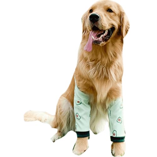 Image of Dog Elbow Protector, Thickened Elbow Sleeves with Mesh Pad for Medium Large Dogs Winter Autumn Prevent Licking Wound (Avocado,L)